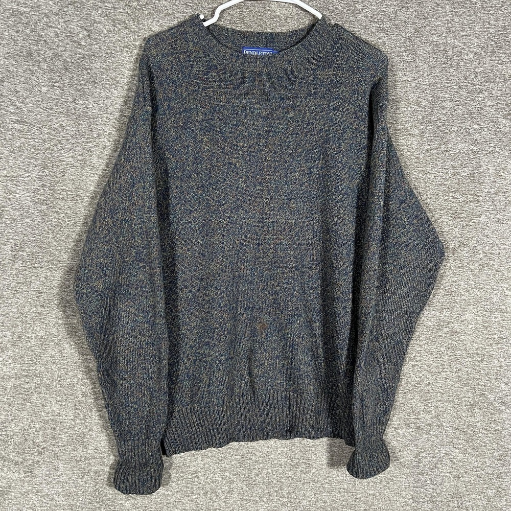Pendleton Sweater‎ Mens XL Blue Heather Washable Wool Crewneck Pullover Knit